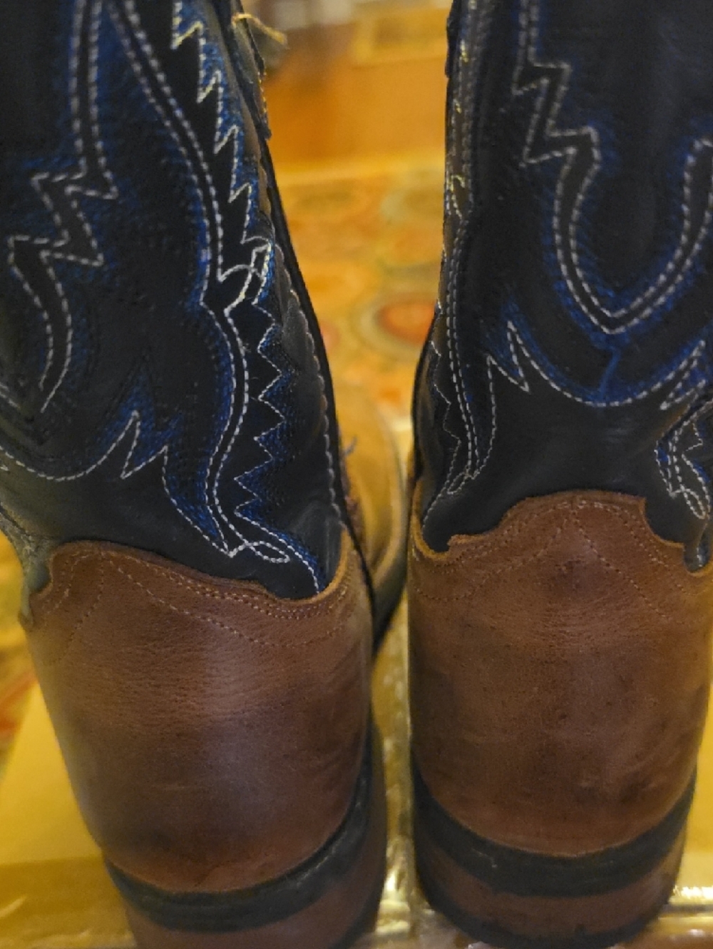 J.B. Dillon Two-Tone Brown and Black Kids Western Boots - Picture 5 of 7